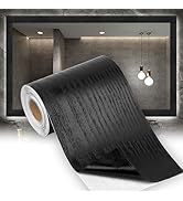 Okxiri 10M Mirror Frame Border Black Wood Grain Removable Peel and Stick Wallpaper, PVC Waterproo...