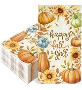 JarThenaAMCS 50Pcs Fall Paper Guest Napkins Pumpkin Leaves Sunflower Bathroom Napkins Vintage Dis...