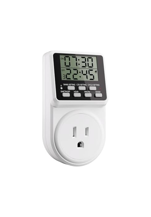 Techbee Digital Infinite Repeat Cycle Intermittent Timer Plug for Electrical Outlet, 24 Hour Prog...