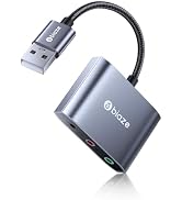 USB to 3.5mm Jack Audio Adapter External Sound Card with Dual 3.5mm Headphone and Microphone TRS ...