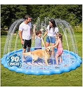BerrysParadise Splash Pad for Kids, 90" Outdoor Sprinkler Play Mat, Inflatable Wading Pool with T...