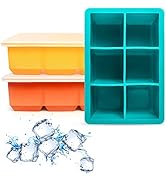 Excnorm Ice Cube Trays 3 Pack - Large Size Silicone Ice Cube Molds with Removable Lids Reusable a...