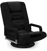 Buymoth Swivel Floor Gaming Chair w/Armrests, Folding Video Reclining Sofa w/6 Adjustable Positio...