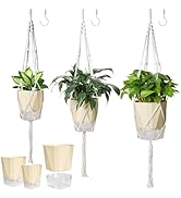 MIPON 3 Size Self Watering Hanging Planters with Macrame Plant Hanger for Indoor Outdoor Plants, ...
