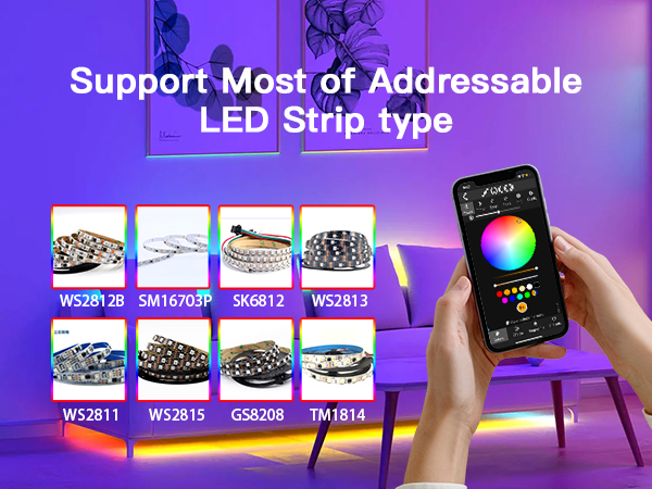 Support led strip ws2811 sk6812 rgbic