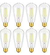 8W Vintage LED Edison Light Bulbs 100W Incandescent Equivalent, 1400LM, E26 Base LED Filament Bul...