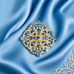 Flower Golden Brooches Pins, Small Shining Rhinestone