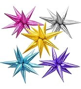 60 Pcs Foil Cone Balloons, Catcan 12 Point Star Balloons 26 Inch Large Explosion Spike Balloons C...