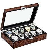 BEWISHOME Watch Box, 10-Slot Wooden Watch Case, Mens Watch Box for Men Watch Storage Organizer, W...