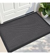 PLEASOR Front Door Mat Indoor Outdoor Entrance, Sturdy Natural Rubber Doormat, Resists Dirt and A...