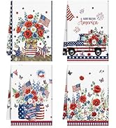 VISSTREE 4th of July Kitchen Towels Set of 4, Absorbent Patriotic Fourth of July Dish Towels, Ame...