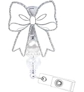 Cute Bow Badge Reel Retractable - Cosmisun Nurse Badge Reels Acrylic Glitter Badge Holder White B...