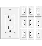 BESTTEN 15 Amp Decorator Receptacle Outlet, Standard Electrical Wall Outlet for Residential and C...