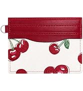 Sunwel Fashion Slim Credit Card Case for Women with Cute Fruit Prints & ID Window (CHERRY)