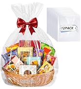 woric 12 Pcs Clear Cellophane Gift Bags 24x30 Inch Cellophane Wrap for Gift Baskets Large Basket ...