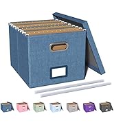 Oterri File Storage Organizer Box,Filing Box,Portable File Box with Lid,Fit for Letter/Legal File...