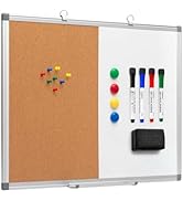 Comix Cork Board Magnetic Dry Erase Board Combo, 24 x 18 Inches Whiteboard and Bulletin Board Com...