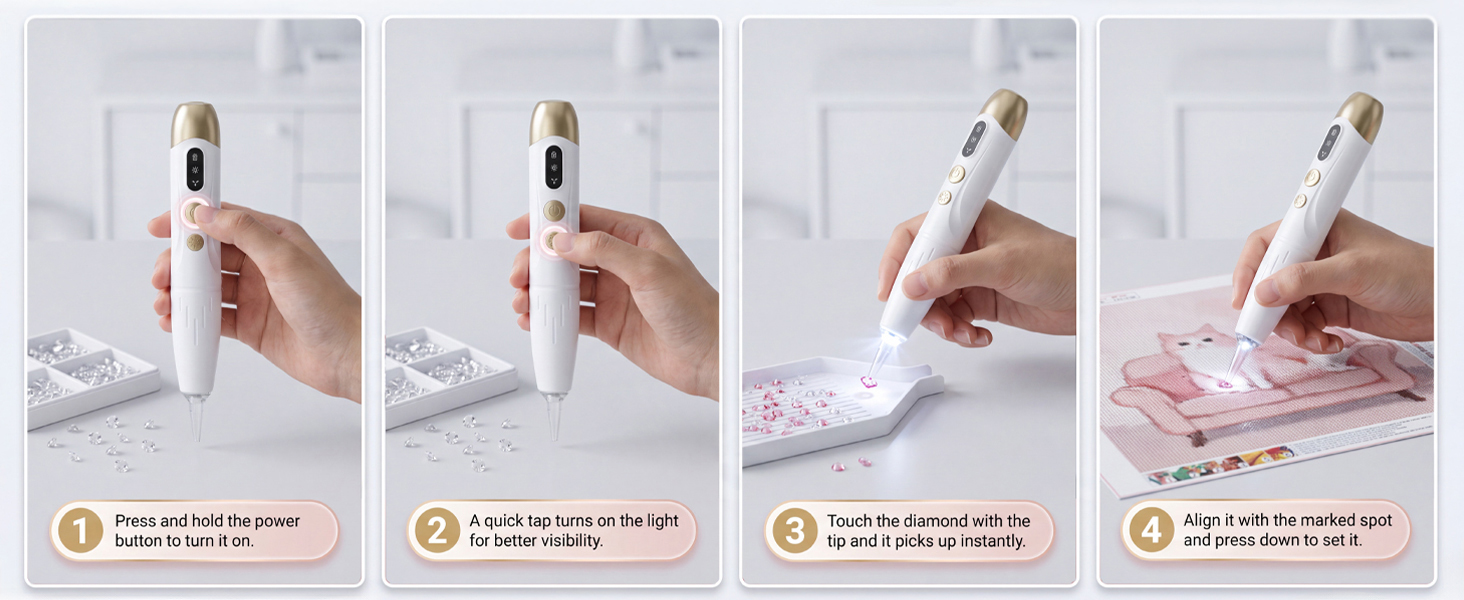 Electric Diamond Art Pens with Light