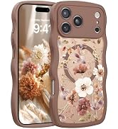 GUAGUA for iPhone 17 Pro Max Case, Magnetic Cases Cute Colorful Flower Wavy Edge Full Camera Prot...