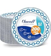 Clawsoff 200 Pack 8.5 Inch Disposable Heavy Duty Blue Printed Paper Plate | Soak Proof, Cut Resis...