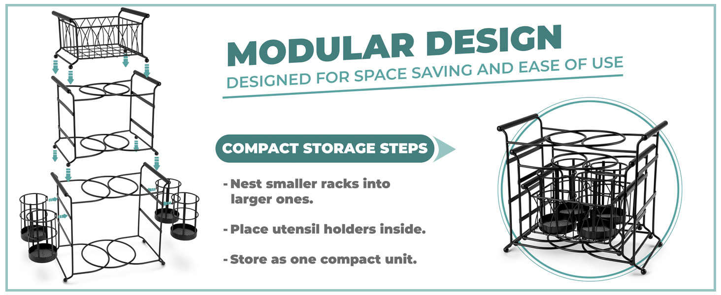 Stackable Buffet Caddy – Space-Saving Plate, Napkin & Silverware Holder for Entertaining