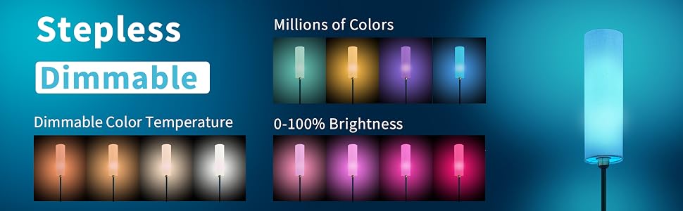 Color changing floor lamp dimmable stepless