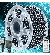 WATERGLIDE 1000 LED Christmas String Lights, 328 FT Green Wire LED Decorative Fairy Lights with R...