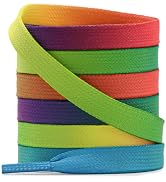 YJRVFINE Colorful Print Shoe Laces: 1 Pair Flat Rainbow Gradient Shoelaces | 10mm Wide, 48" Lengt...
