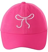 Kids Baseball Hat Visor, Bow Tie Baseball Cap, Little Girls High Ponytail Sun Hat, Embroidered Be...
