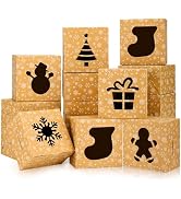 BEAVOING 24 PCS Christmas Cookie Boxes, 6x6x3 Inches Brown Bakery Boxes with Window Small Treat B...