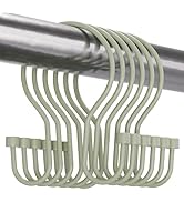 Bathway Shower Curtain Hooks Sage Green Shower Curtain Rings with Cylindrical Design, 12Pcs Metal...
