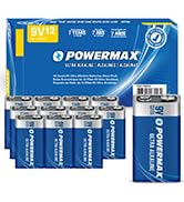 Powermax 12-Count 9V Batteries, Ultra Long Lasting Alkaline Battery, 7-Year Shelf Life, Reclosabl...