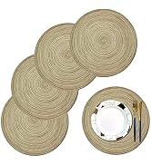 pigchcy Round Braided Placemats Set of 4 Round 15 inch Placemats for Dining Table Wedding Party (...