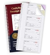 Zzrywuty Money and Rent Receipt Book with Cardboard Insert,3-Part Carbonless,5.3”x11.2” Spiral Bo...