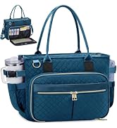 FIORETTO Teacher Tote Bag for Women with Laptop Compartment, Large Cup Holder, Zip Closure, Ideal...