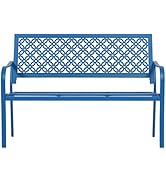 ONBRILL 50" Outdoor Bench, Garden Benches with Galvanized Metal Frame, Front Porch Bench with Flo...