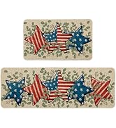 Artoid Mode American Flag Stars Eucalyptus Patriotic 4th of July Kitchen Mats Set of 2, Memorial ...