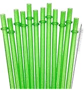 ZHOMA 12-Pack Glitter Reusable Plastic Straws, 11" Long Hard Tumbler Drinking Straws with Cleanin...