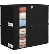 punemi 90L Structured King Size Comforter Storage Bags, 2 Pack, Black | Clear Window & Reinforced...