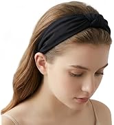 HFZRZFH Black Cloth Extra Wide Non-Slip Knotted Top Knot Yoga Headband for Women, Cute Fashion Co...