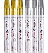 Gold and Silver Paint Marker Pens - 6 Pack Permanent Oil Based Metallic Paint Pen, Medium Tip, Qu...