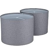 Ruiever Drum Lampshades Set of 2, Natural Linen Lampshade 13" x 13" x 10" High, Easy Assembly Rep...
