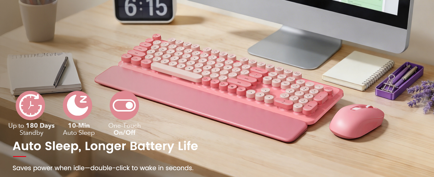 Auto-sleep saves power after inactivity, while one-touch switches make it easy to turn them on off