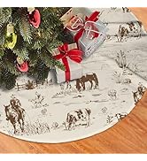Western Desert Cowboy Christmas Tree Skirt Funny Tree Mat for Farmhouse Xmas Holiday Party Decora...