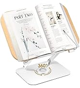 Honagu Book Stand for Reading, Adjustable Book Holder with 360 Degree Rotating Base & Page Clips,...