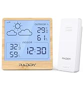 Raddy WF-50T Indoor Outdoor Thermometer Hygrometer Wireless Weather Station, Battery Powered Temp...