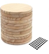 12 PCS Unfinished Round Wood Coasters, SIJDIEE 4 Inch Blank Wooden Coaster Crafts with Non-Slip S...