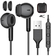 USB Earbuds with Microphone for Chromebook PC Laptop Destop,7.5FT Mute Control USB A Wired Headph...