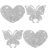 lyfLux Crystal Rhinestone Stickers, 4 Pieces, White/Silver, Heart & Butterfly Bling Decor, for Ca...