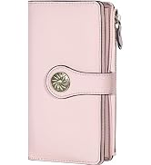 Travelambo Womens RFID Blocking Large Capacity Luxury Waxed Genuine Leather Clutch Wallet Multi C...